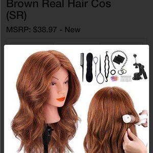 Brown Real Hair Cosmetology Mannequin Head